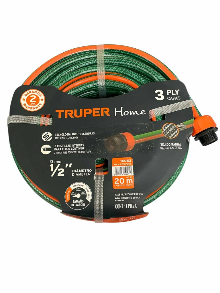 Manguera 1/2" Reforzada 3 Capas 20 M 