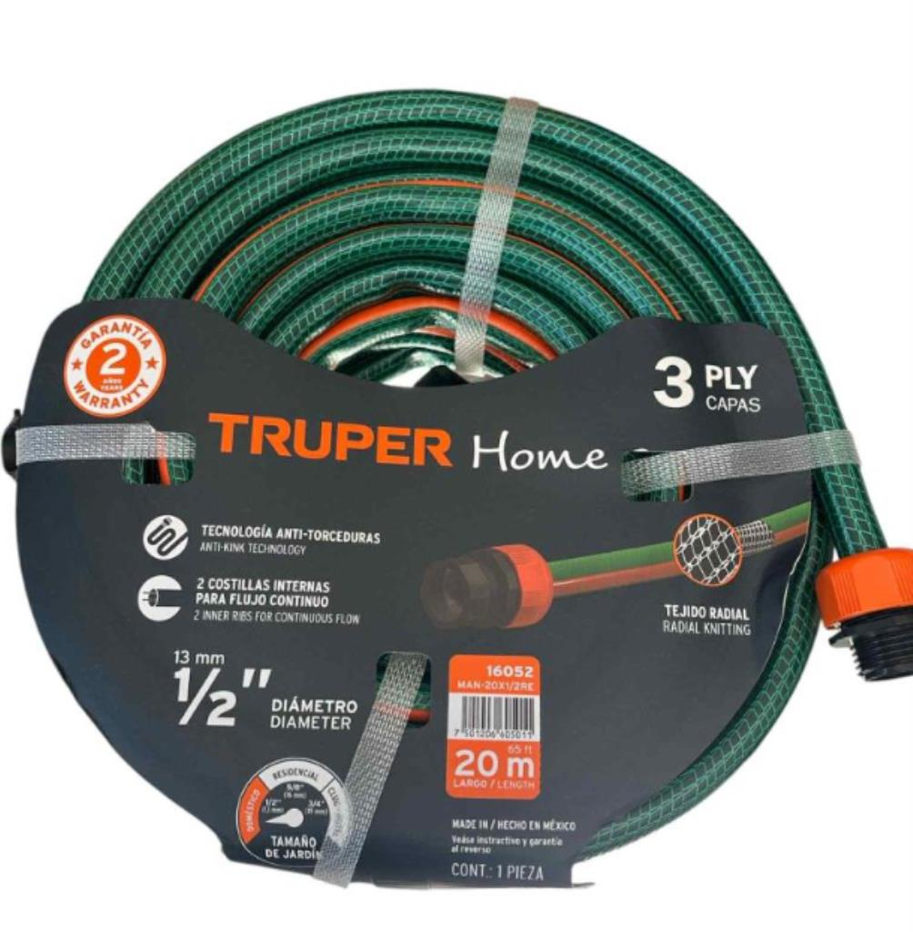 Manguera 1/2" Reforzada 3 Capas 20 M 