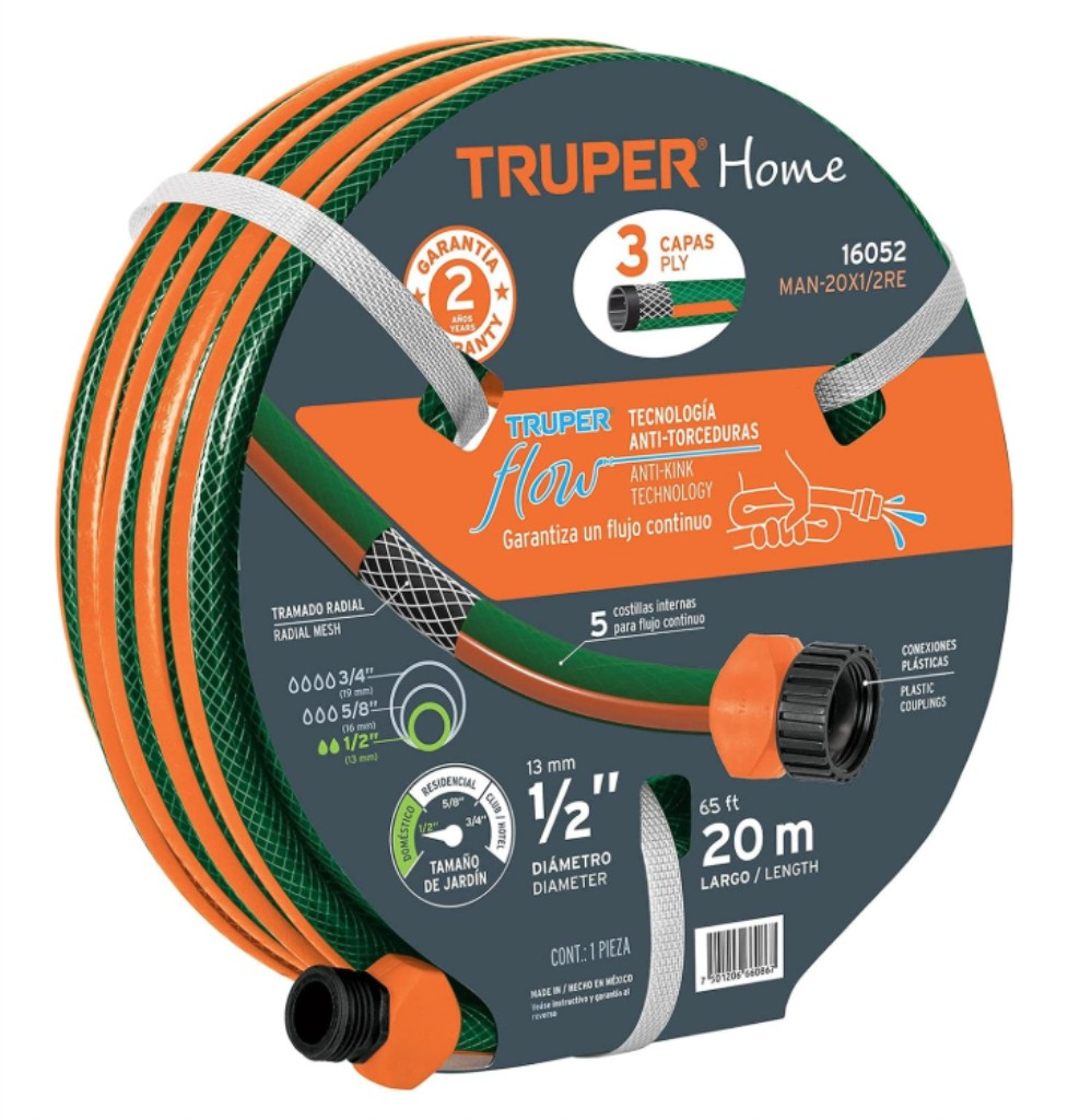 Manguera 1/2" Reforzada 3 Capas 20 M 