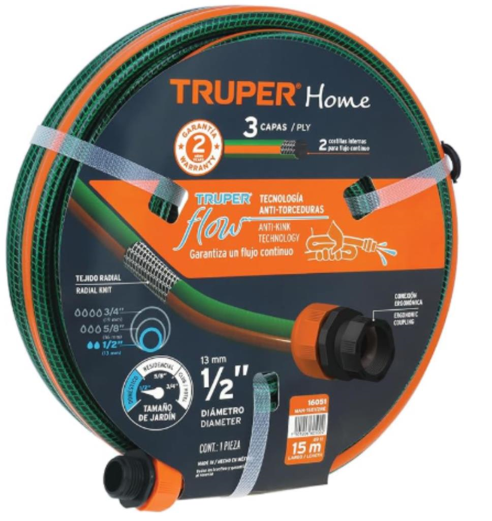 Manguera 1/2" Reforzada 3 Capas 15 M 