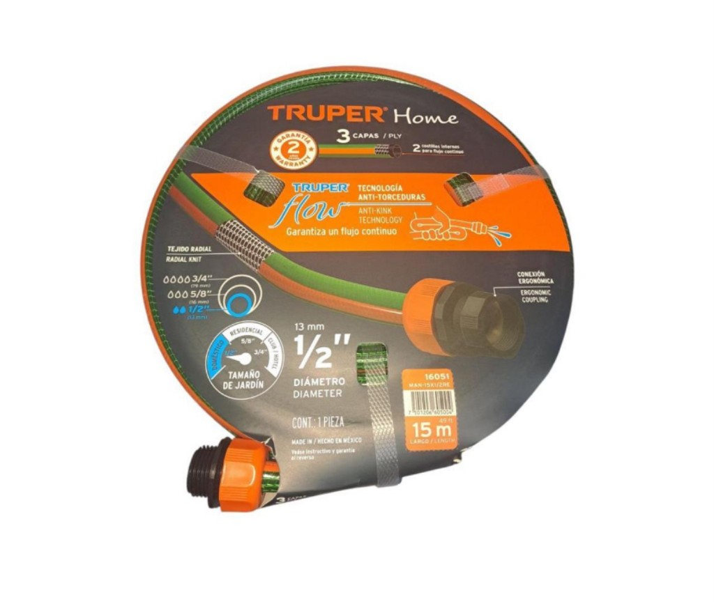 Manguera 1/2" Reforzada 3 Capas 15 M 