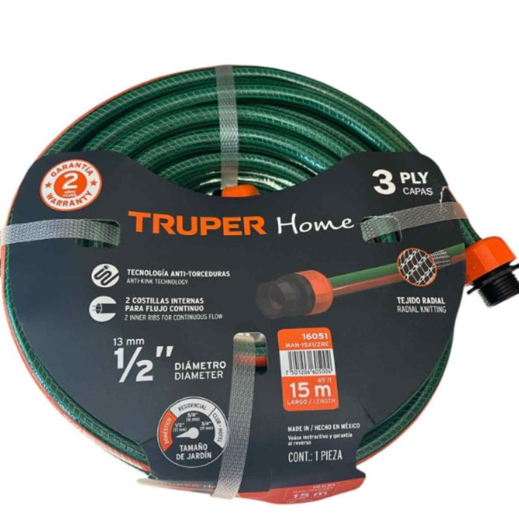 Manguera 1/2" Reforzada 3 Capas 15 M 