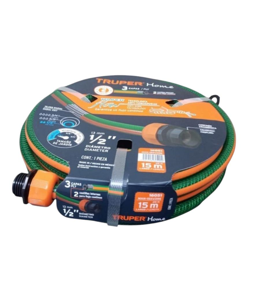 Manguera 1/2" Reforzada 3 Capas 15 M 