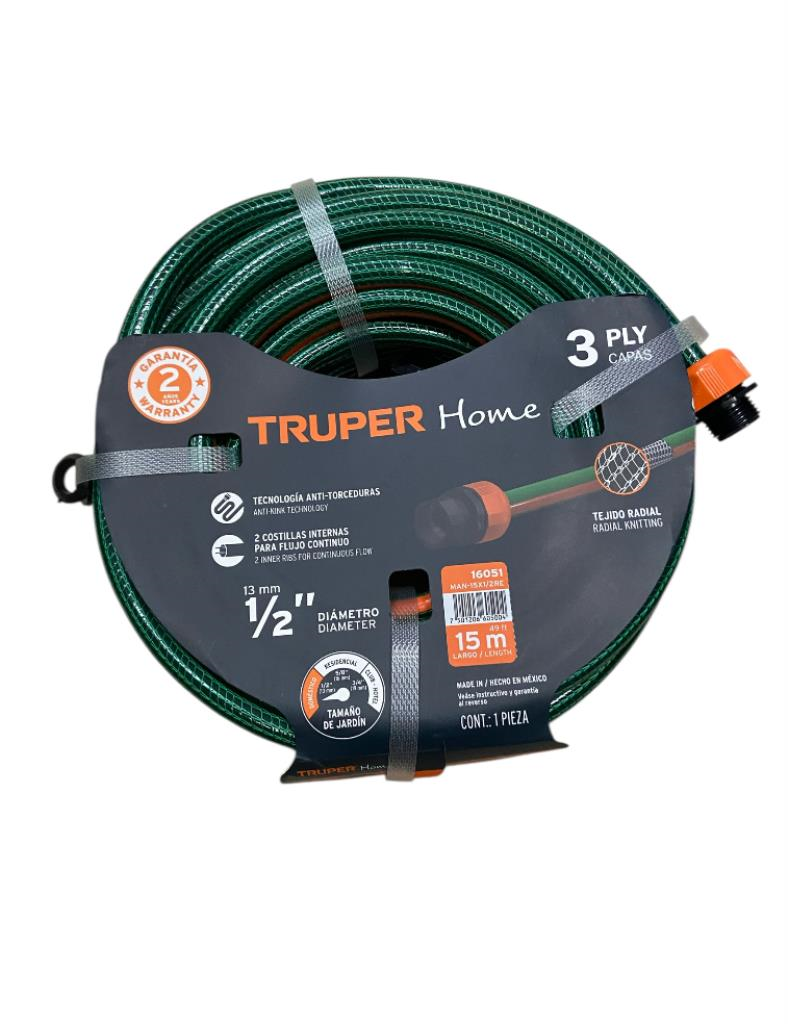 Manguera 1/2" Reforzada 3 Capas 15 M 
