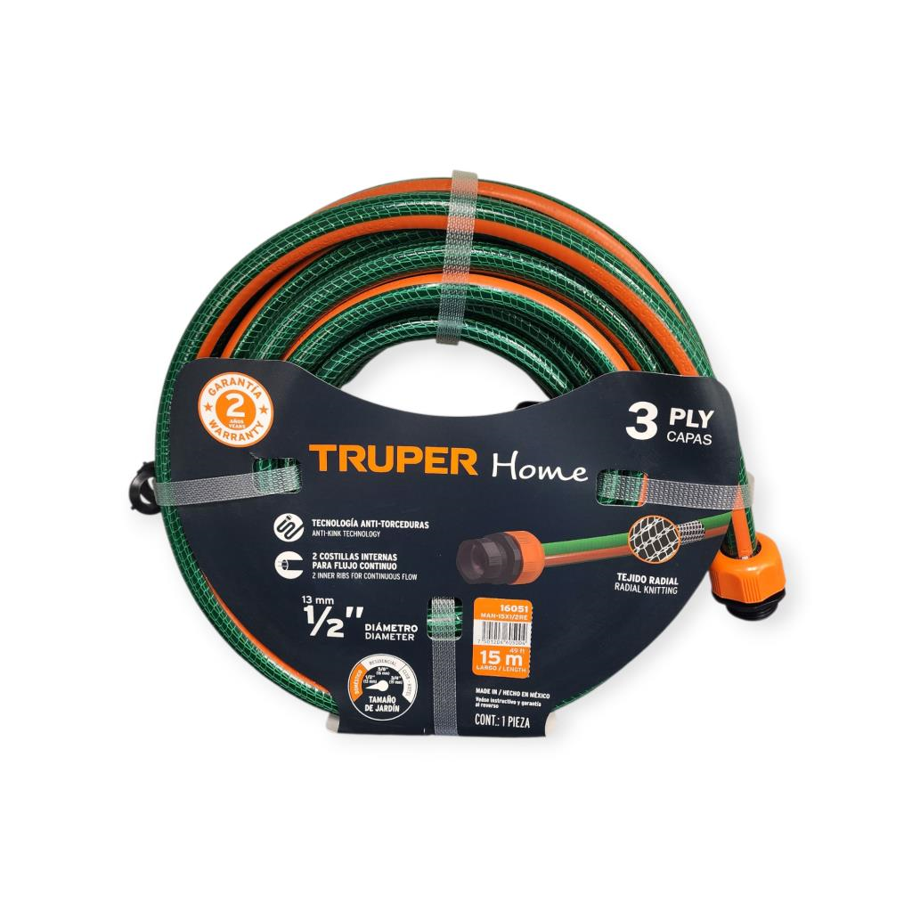 Manguera 1/2" Reforzada 3 Capas 15 M 