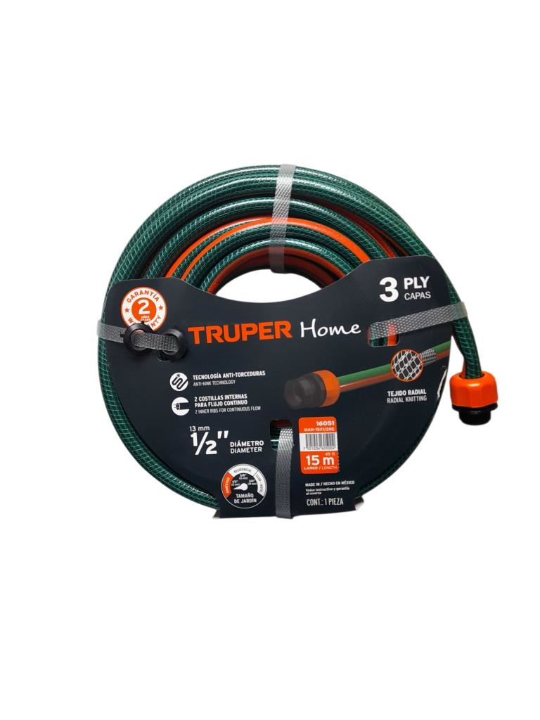 Manguera 1/2" Reforzada 3 Capas 15 M 