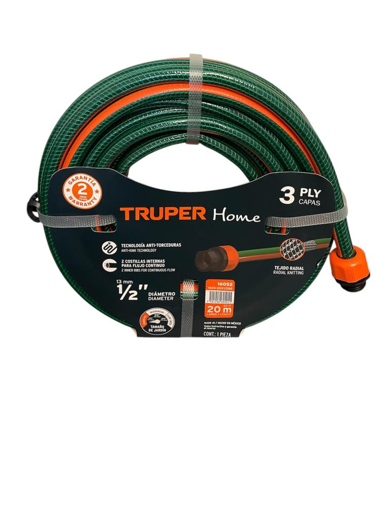Manguera 1/2" Reforzada 3 Capas 20 M 