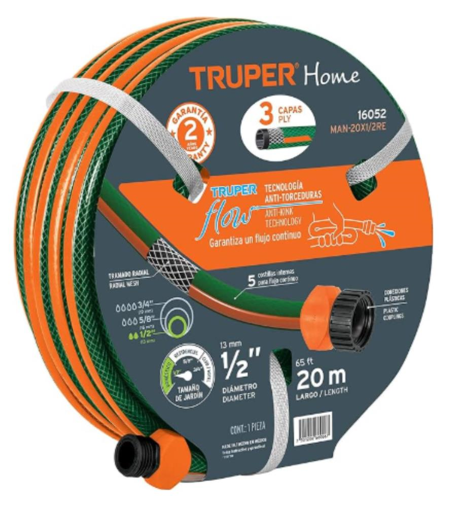 Manguera 1/2" Reforzada 3 Capas 20 M 