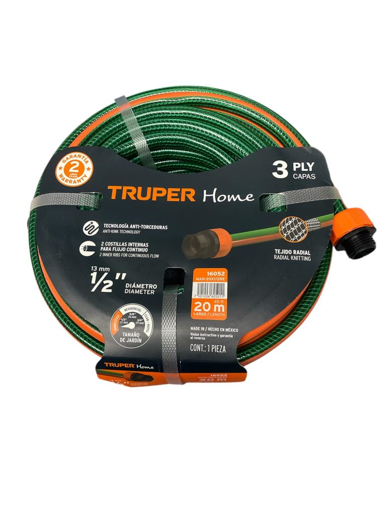 Manguera 1/2" Reforzada 3 Capas 20 M 