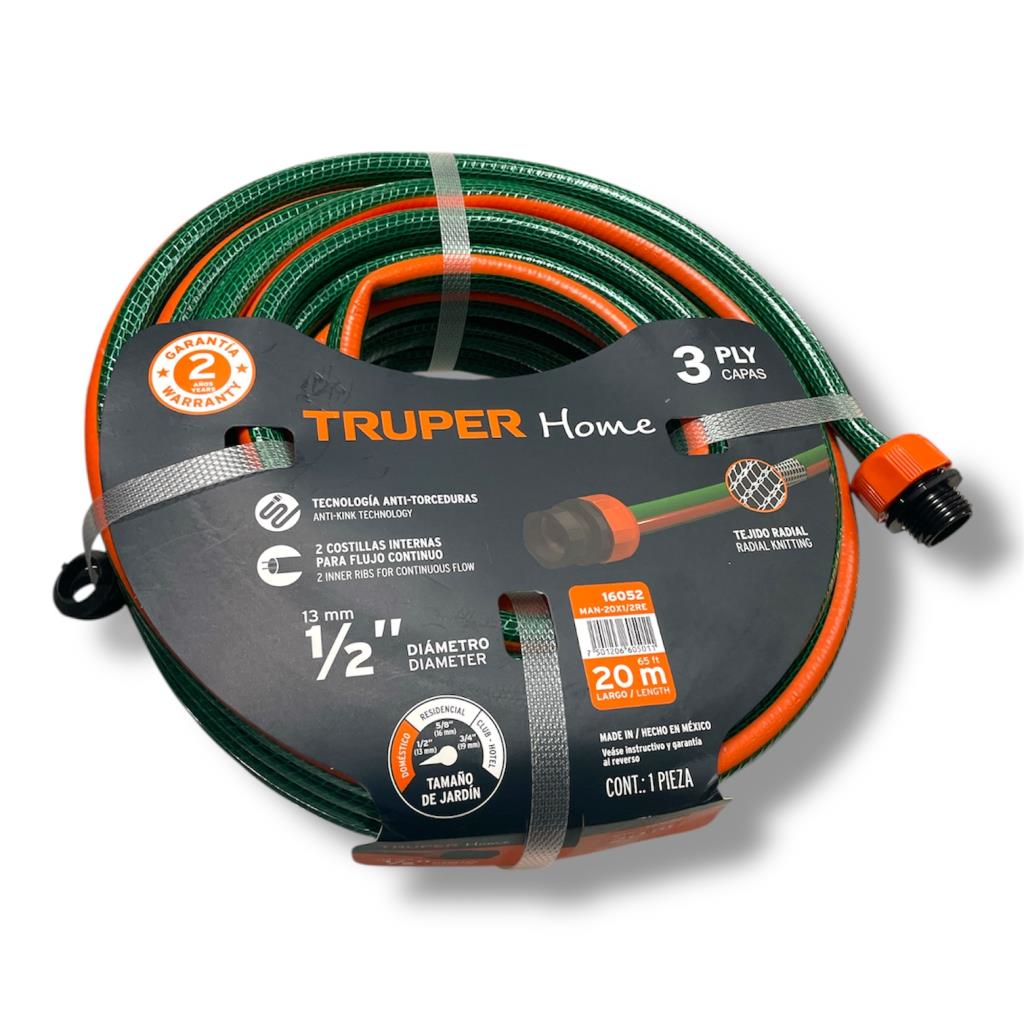 Manguera 1/2" Reforzada 3 Capas 20 M 