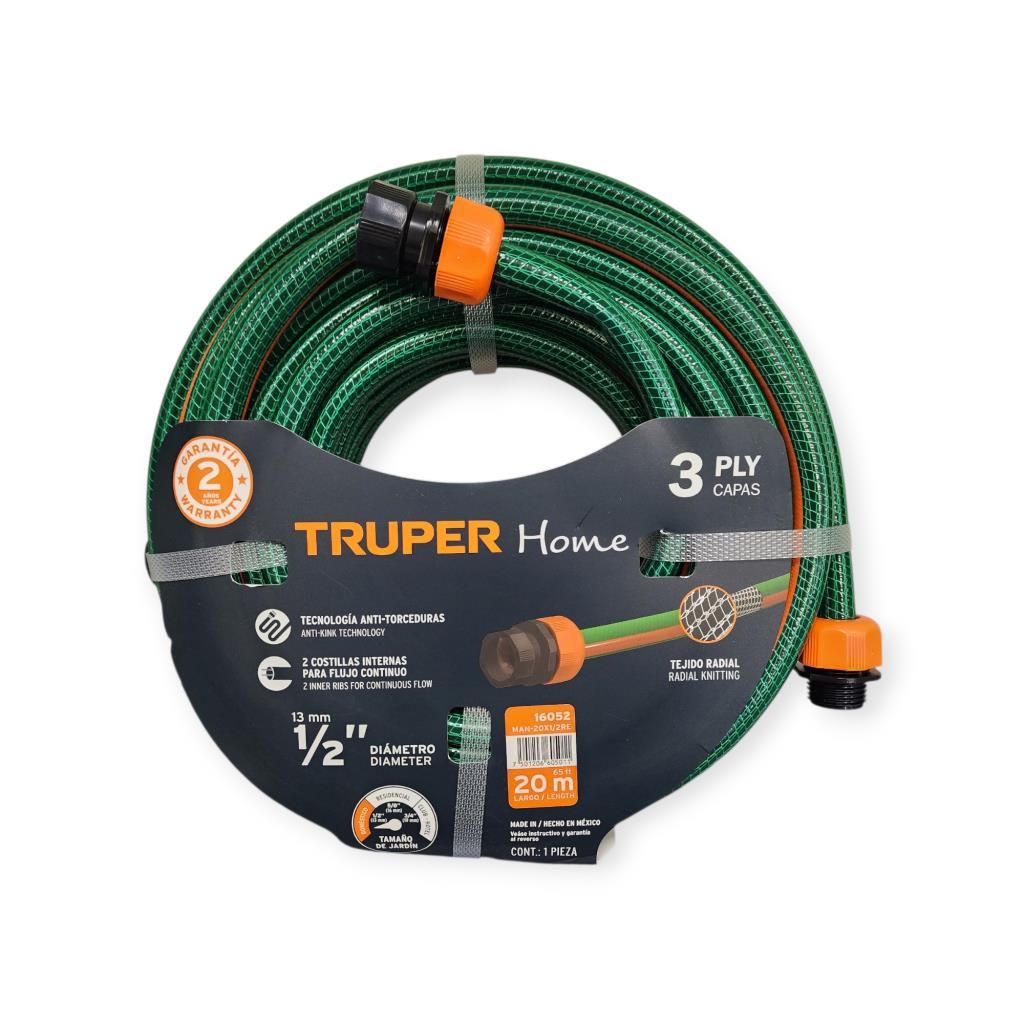 Manguera 1/2" Reforzada 3 Capas 20 M 