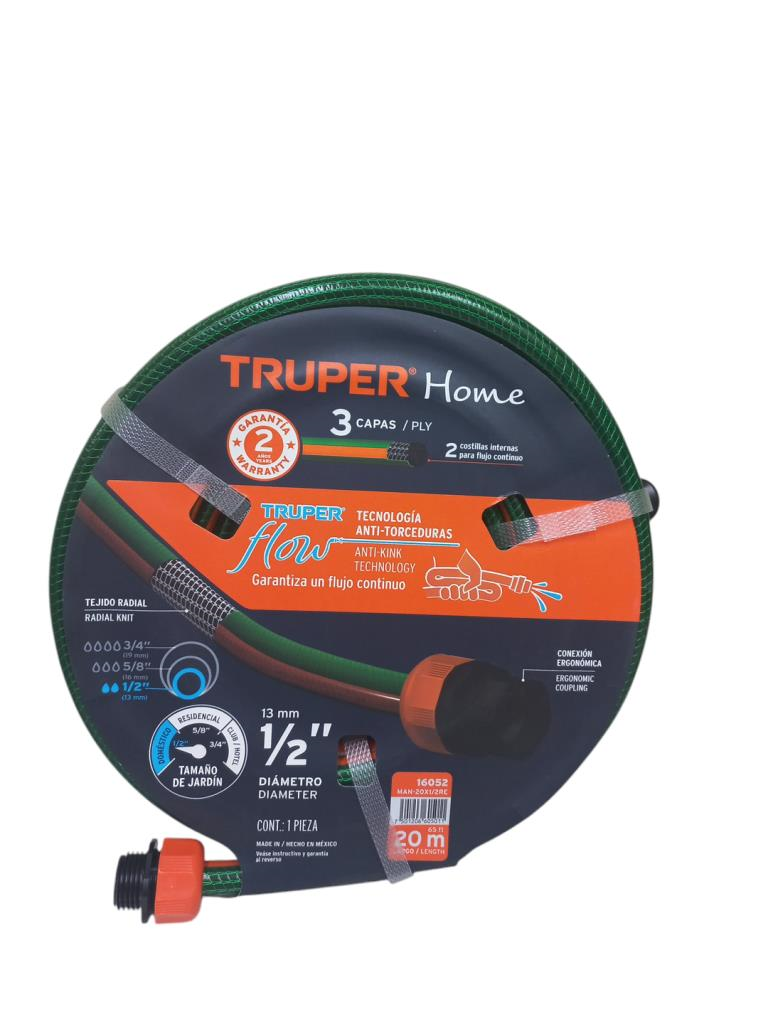 Manguera 1/2" Reforzada 3 Capas 20 M 