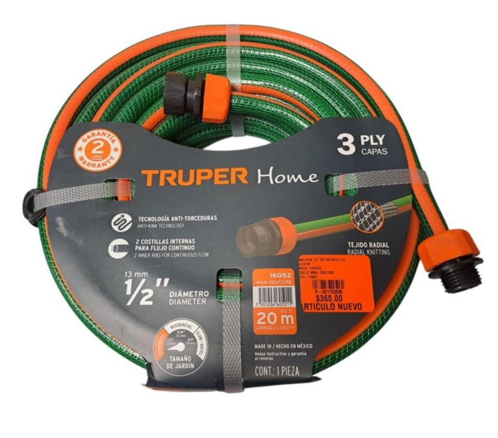 Manguera 1/2" Reforzada 3 Capas 20 M 