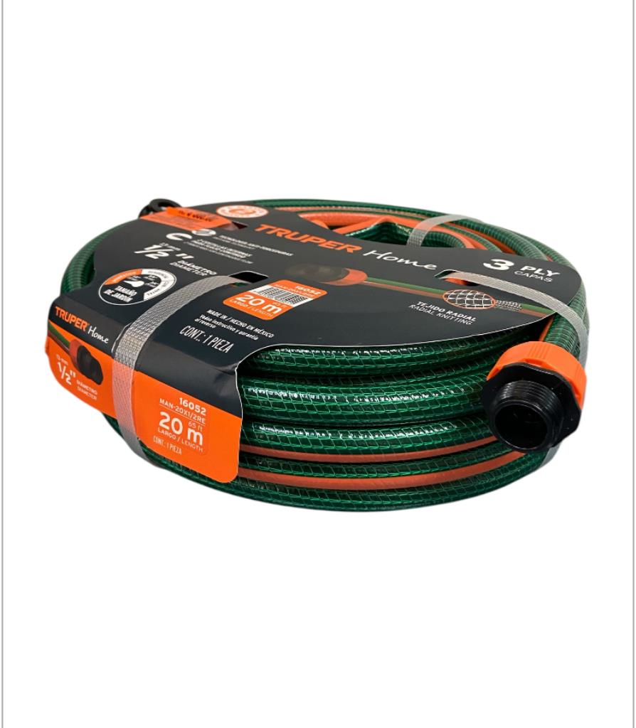 Manguera 1/2" Reforzada 3 Capas 20 M 