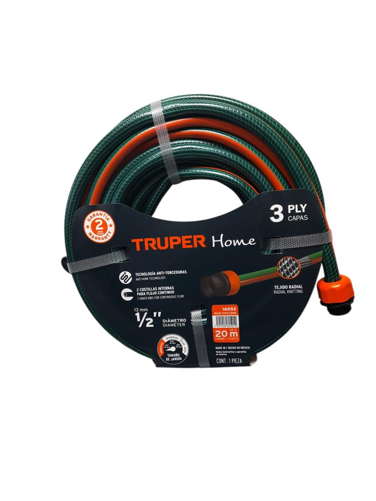 Manguera 1/2" Reforzada 3 Capas 20 M 